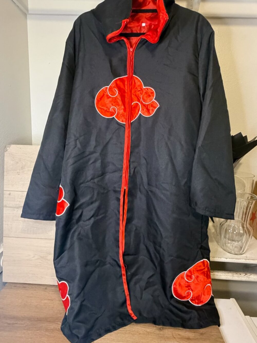 Naruto Shippuden Akatsuki Anime Cosplay Costume Cloak Adult Size Large